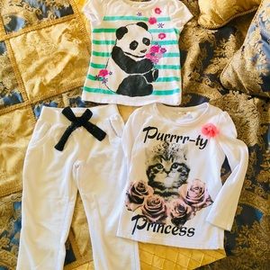 Girl’s Bundle* 3 Piece Shirts Pants White